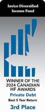Invico Diversified Income Fund, Canadian Hedge Fund Awards 2024, Private Debt, Best 5 Year Return, 3rd Place